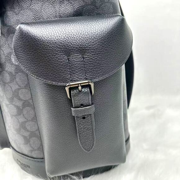 Coach Warner Backpack In Signature Canvas Leather Charcoal/Black NWT CY781 $750 - Picture 5 of 12